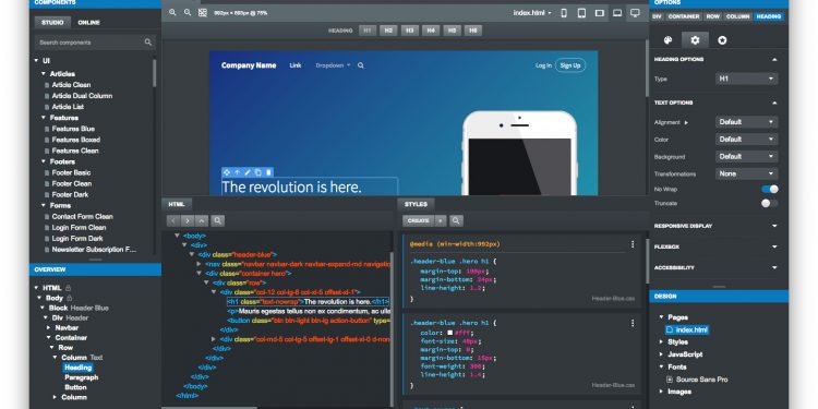 Bootstrap Studio 4 - Phần Mềm Thiết Kế Website Với Bootstrap Chuyên Nghiệp Và Đơn Giản 4 Bootstrap Studio 4 – Phần Mềm Thiết Kế Website Với Bootstrap Chuyên Nghiệp Và Đơn Giản